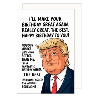 Funny Trump Birthday Card for Women Men, Humorous Donald Birthday Gifts Card for - Image 1 of 4