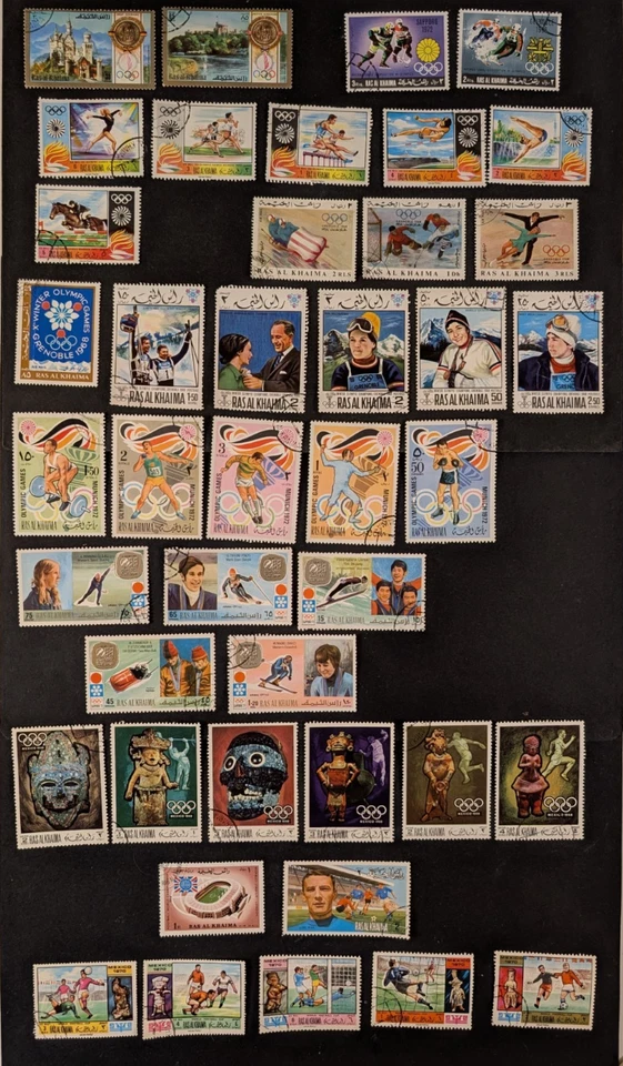 UAE, Ras Al Khaima - Sports - 42 commemorative stamps, used, VF. - Image 1 of 1