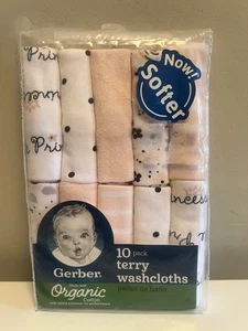 Gerber 10 Pack Terry Cloth Washcloths for Baby New Package Baby Shower Gift - Picture 1 of 2