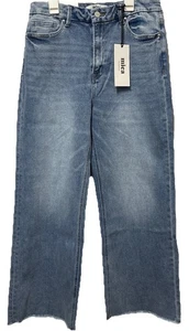 Mica Los Angeles Super High Rise Wide Leg Raw Hem Stretch Jeans Gr. 30 Distress - Bild 1 von 6