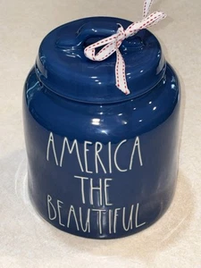 Rae Dunn "America The Beautiful" blaue Keksdose Dose patriotisch 4. Juli - Bild 1 von 9