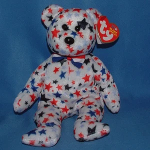 Ty Beanie Baby rot weiß & blau - neu mit Etikett (Bär 2002) patriotisch - Bild 1 von 1