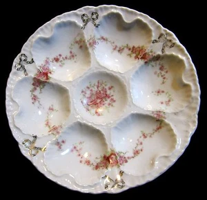 Antique Victorian Schmidt & Co Victoria Carlsbad Austria Oyster Plate 1891-1918 - Picture 1 of 12