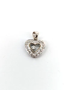 Ciondolo cuore in oro bianco 18 kt, 2,24 grammi, 0,5 punti con diamanti - Foto 1 di 8