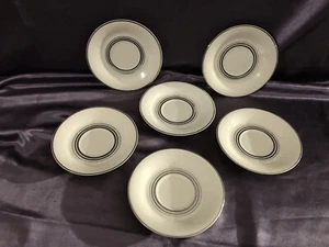 Lot of 6 Old Ivory Syracuse China O.P.C.O. Platinum Band Saucers - Picture 1 of 7