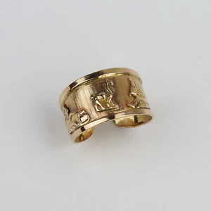 Vintage Peruvian 18k Yellow Gold Unisex Cigar Band Ring Size 8 - Picture 1 of 3