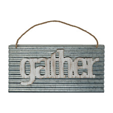 Gather Sign Wall Décor Farmhouse Rustic Home Hanging Rope Vintage Galvanized Art