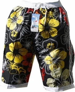 HAWAII BERMUDA BADE SHORT SHORTS BADEHOSE SCHWARZ BADESLIP BOXER in M L XL XXL - Picture 1 of 14