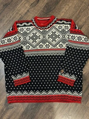 DALE OF NORWAY Nordic Fair Isle Snowflake Sweater Mens Size L Vintage Rare EUC - Image 1 of 4