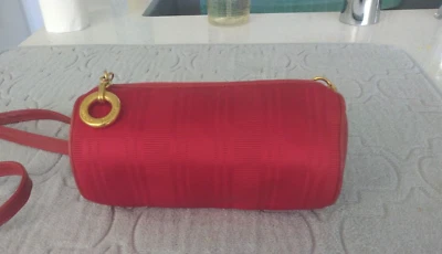 Bolso de Noche Paloma Picasso Moiré Satinado y Cuero Vintage Años 80 - Rojo Foto 1 de 4