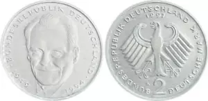 2 DM 1997 A , J.459 Brandt, Aluminiumabschlag, 2,44g ohne Randschrift prfr. - Bild 1 von 1