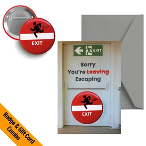 Sorry You’re Leaving Badge Card Novelty Funny Gift - Picture 1 of 9