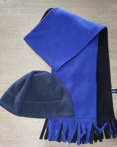 GAP KIDS boys reversible blues FLEECE WINTER SCARF 46 X 7 INCH BLUE HAT WARM! - Picture 1 of 1