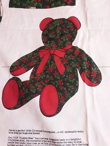 Fabric Christmas Cuddle Bear Panel Multicolor - Picture 1 of 7