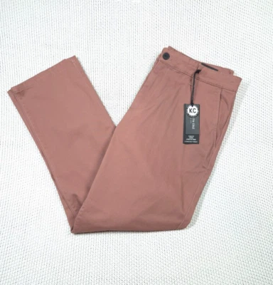 Pantalones chinos Kenneth Cole ajustados 36 x 30 rojo arcilla elástica sarga cepillada técnica Foto 1 de 4
