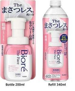 Kao Biore The Face facial wash foam Deep Moist Bottle 200ml/ Refill 340ml - Picture 1 of 22