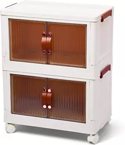 Stackable Storage Organiser - Space-Efficient Plastic Storage Bin with Doors - P - Picture 1 of 12