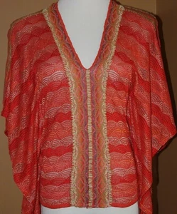 Blusa Cecilia Prado Anthropologie Naranja Coral Multi Mangas Kimono Boho NUEVA SIN ETIQUETAS S - Imagen 1 de 6