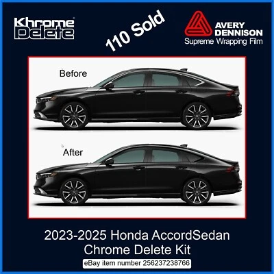 Honda Accord 2023-2026 sedán acabado cromado superposición opaca (negro brillante) Foto 1 de 4