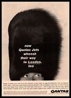 1959 Qantas Airlines 707 Jets To London Queen's Guard Bearskin Hat Print Ad