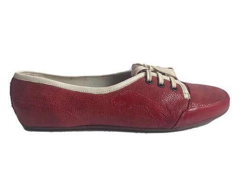Women’s Puma Red Leather Plimsolls trainers Uk Size 6 Eu Size 39