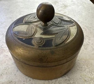 Vintage Art Deco Chase Brass Floral Powder Box - Picture 1 of 10
