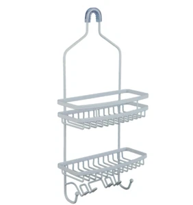 Rust Resistant 2 Shelf Tier Hanging Shower Caddy with Suction Cups Razor Holder - Picture 1 of 7