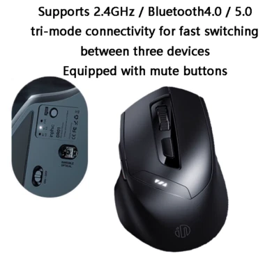 inphic Silent Wireless Mouse 3 Types 2.4GHz Bluetooth 4.0 5.0 Rechargeable - Image 1 of 2