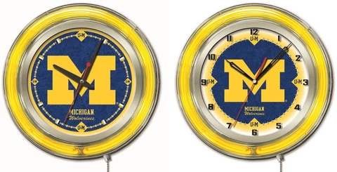 NCAA - Michigan Double Neon Ring, Logo Clock College Team Logo Cover