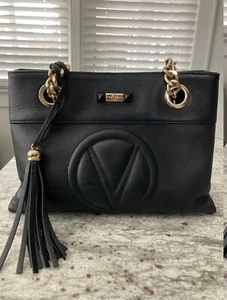 Valentino Handbag Black Leather. Gold Chain Straps. - Picture 1 of 9