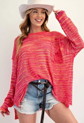 Suéter de punto ligero Easel Clothing suéter multicolor para mujer talla grande Foto 1 de 3