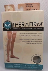 Therafirm Thigh High Compression Hosiery Socks 20-30mmHg (Sand) XXL Open Toe - Picture 1 of 4
