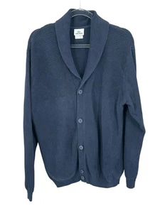 Lacoste Sweater Mens 6 US XL Navy Shawl Collar Cardigan Preppy Academia Cotton - Picture 1 of 9