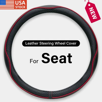 Customized Car Steering Wheel Cover Leather For Seat Ibiza 14½ - 16 inch Round Foto 1 de 4