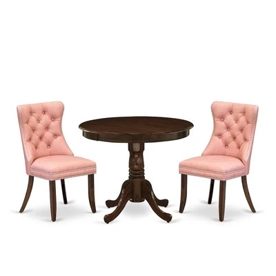 3 Piece Dining Set Contains a Round Kitchen Table with Pedestal - Image 1 of 4