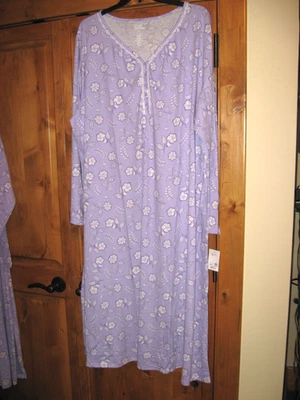 Croft & Barrow L/S Cotton Blend Long  Nightgown ~ Plus Size 4X - Image 1 of 4