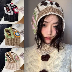 Ear Protection Knitted Yarn Hat Colorful Knitted Hooded Caps Outdoor - Picture 1 of 13