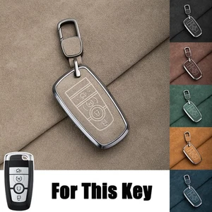 Suede Leather Zinc Alloy Car Key Case Cover For Ford Edge F-150 Fusion Mustang - Picture 1 of 18