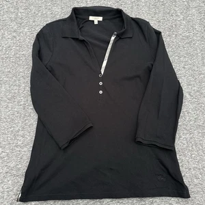 Burberry London 3/4 Arm Poloshirt Damen US XL Nova Check Besatz Schwarz - Bild 1 von 10