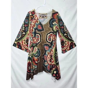 Amma Damenkleid Größe L Mehrfarbig V-Ausschnitt 3/4 Arm Boho Hippie Chic - Bild 1 von 8