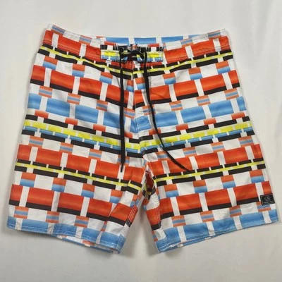 Von Zipper Board Shorts Mens 34 Bright Geometric Print Swim Trunks Beach Surf - image 1 of 4