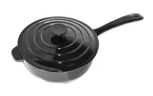 Black Enamel Cast Iron Cooking Pot Skillet Frying Pan with Lid Enamel Saucepan - Picture 1 of 1