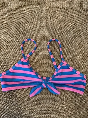 j.crew Crewcuts Girls Pink Blue Stripe Bikini Top 4-5 - Image 1 of 3