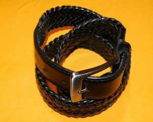 MEN'S DICKIES BLACK GENUINE BRAIDED LEATHER BELT SIZE 34/85cm.. - Picture 1 of 6