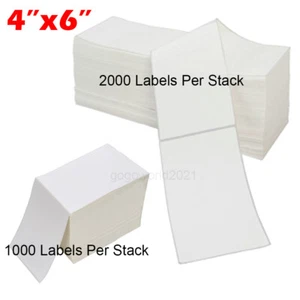 4000-10000 4x6 Fanfold Direct Thermal Shipping Labels for Zebra & Rollo Printer - Picture 1 of 14
