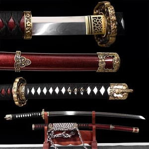 Battle Ready Tachi Argilla Temperata T10 Acciaio Sakura Samurai Giapponese Spada Affilata - Foto 1 di 12