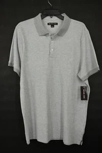 Michael Kors Birdseye Ribbon Trim Polo Shirt Gray Short Sleeve Mens L NWT $128 - Picture 1 of 9