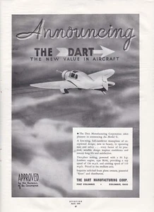 1938 Dart Flugzeug Anzeige 15.07.2024e - Bild 1 von 1