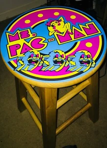 MS PAC MAN Bar Stool “Decal Only” Scratch Resistant Polycarbonate Laminate - Picture 1 of 2