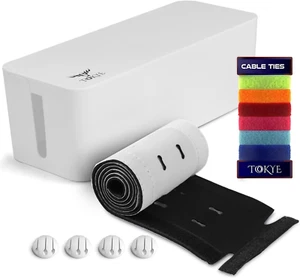 Large Cable Management Box, Cord Organizer to Hide Power Strip, Extension Cord, - Picture 1 of 12